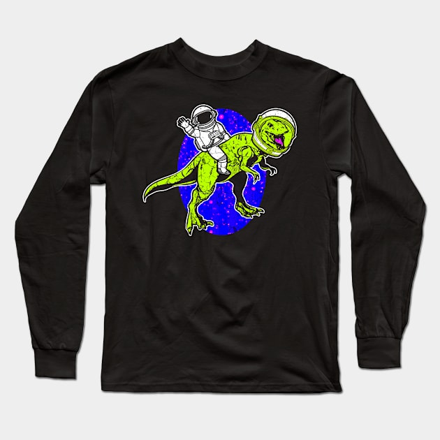 Astronaut Riding T-Rex Long Sleeve T-Shirt by Mila46